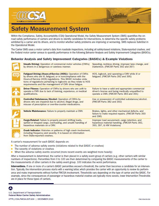 Safety Measurement System Factsheet